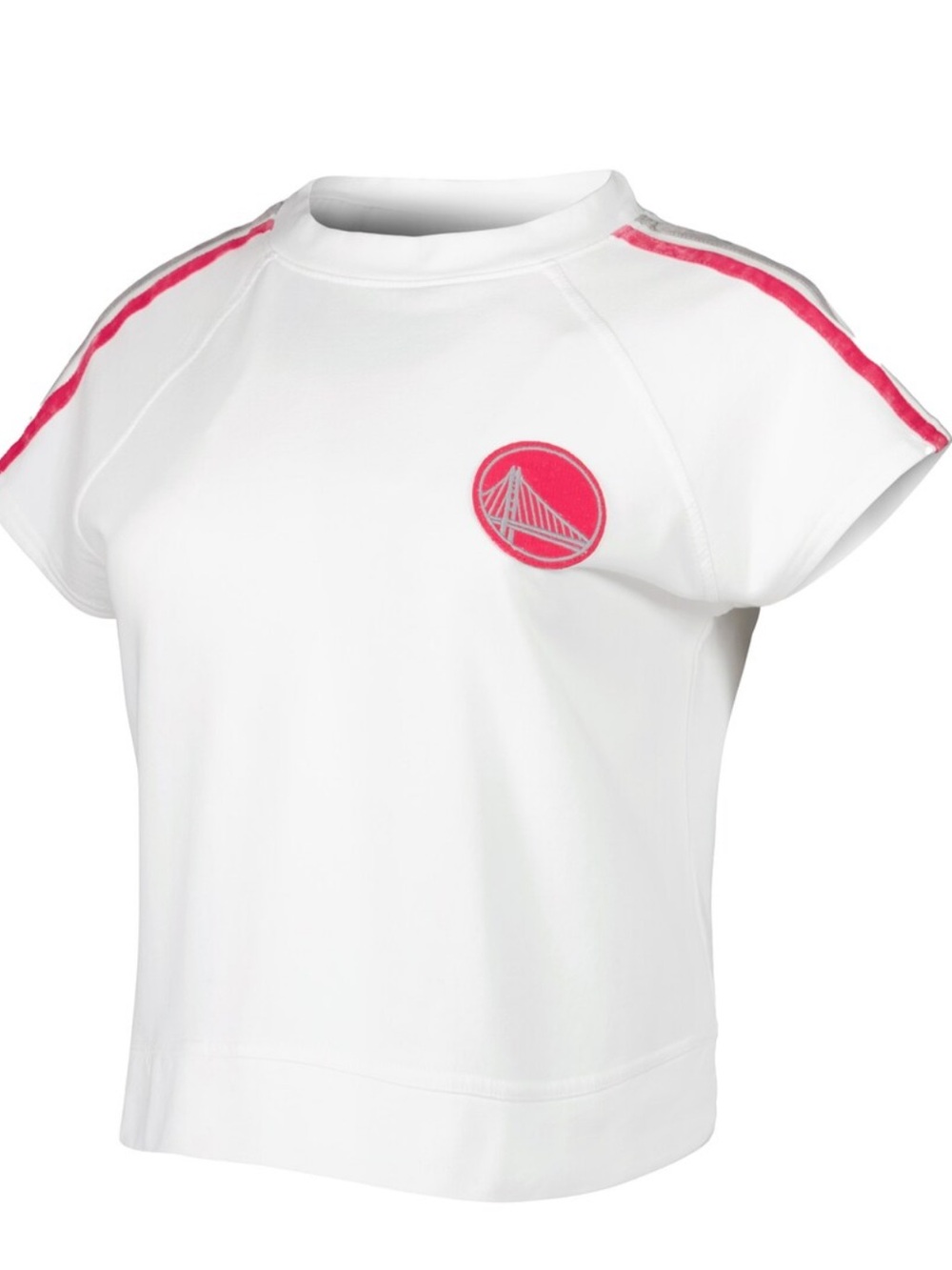 Girls' White Short-Sleeve Tee with Pink Accent Logo